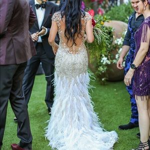 Stephen Yearick feather wedding dress